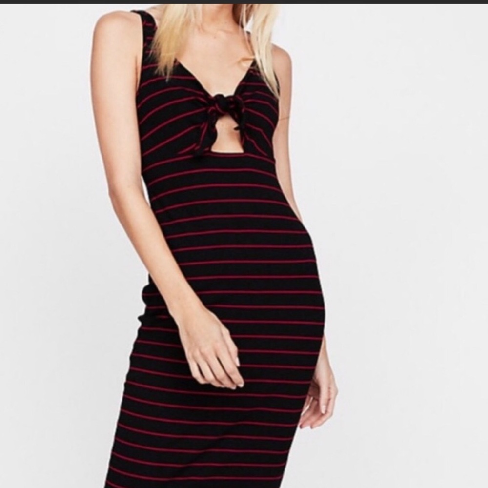 Tie-front knitted midi dress